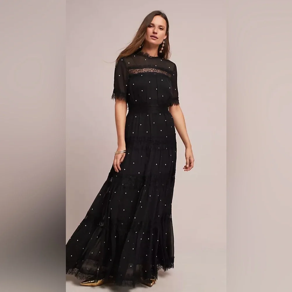 Anthropologie Ranna Grill Brett Embellished Maxi Dress Size 6 - Picture 1 of 6